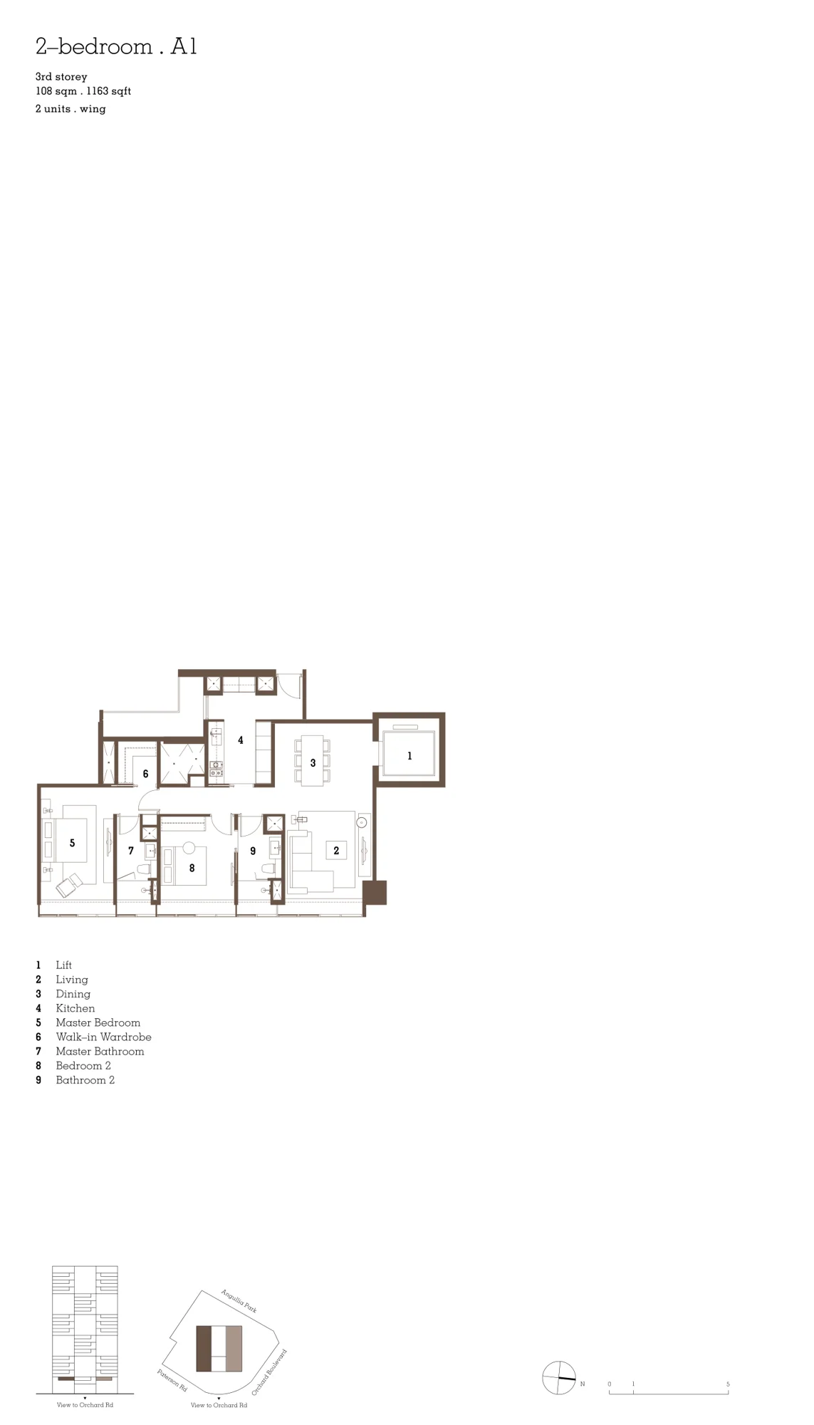 Twentyone Angullia Park floor plan, type A1: 2-Bedroom, 1,163 sq ft