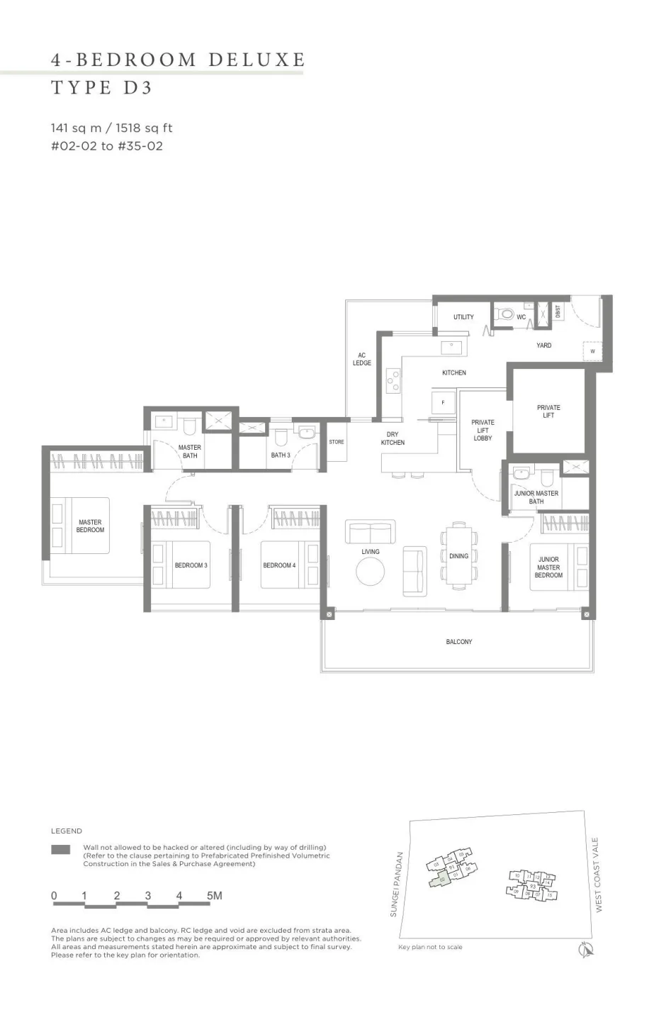 Twin VEW floor plan, type D3: 4-Bedroom Deluxe, 1,518 sq ft