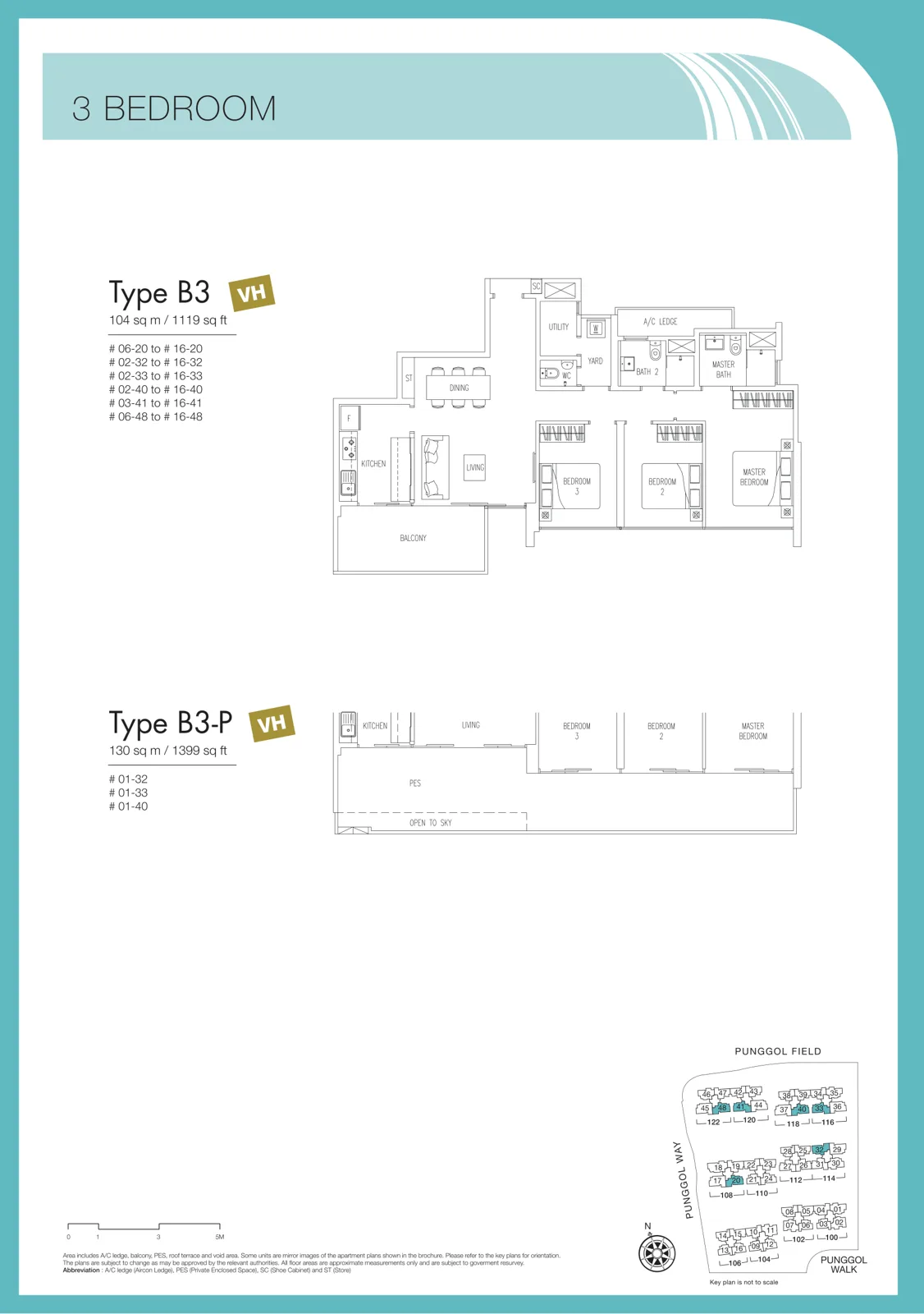 Twin Waterfalls floor plan, type B3: 3-Bedroom, 1,119 sq ft