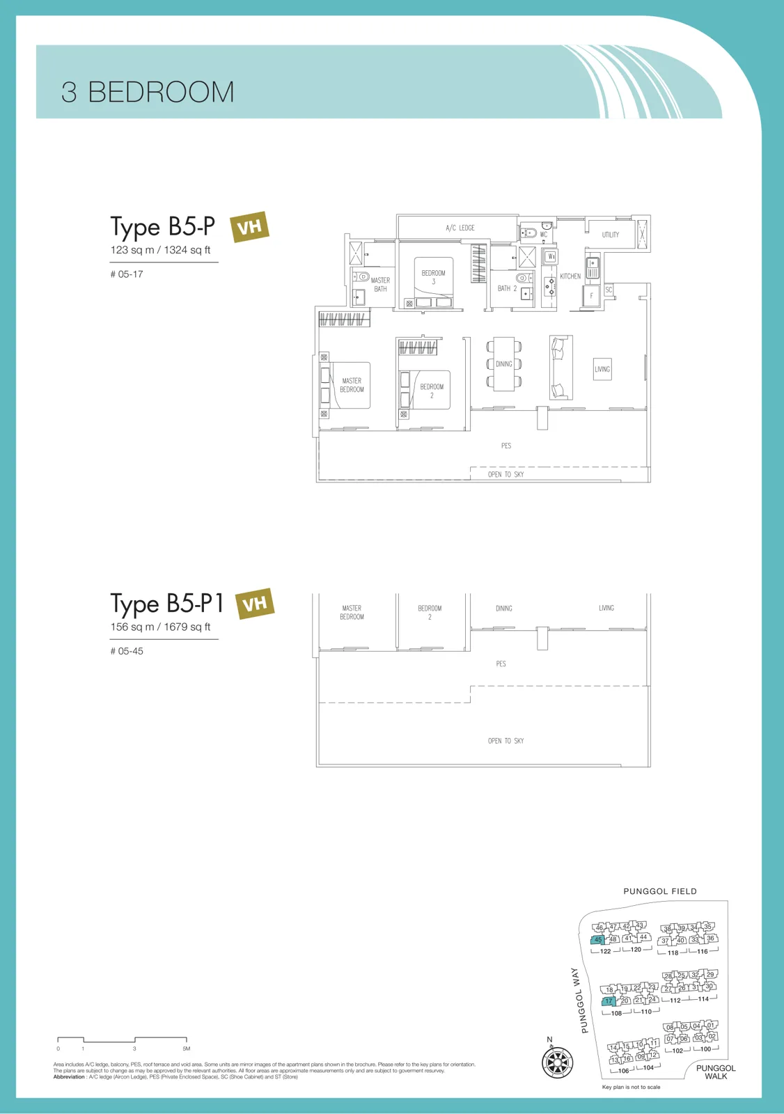 Twin Waterfalls floor plan, type B5-P: 3-Bedroom, 1,324 sq ft
