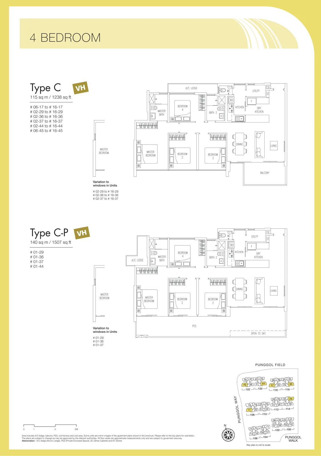 Twin Waterfalls floor plan, type C: 4-Bedroom, 1,238 sq ft