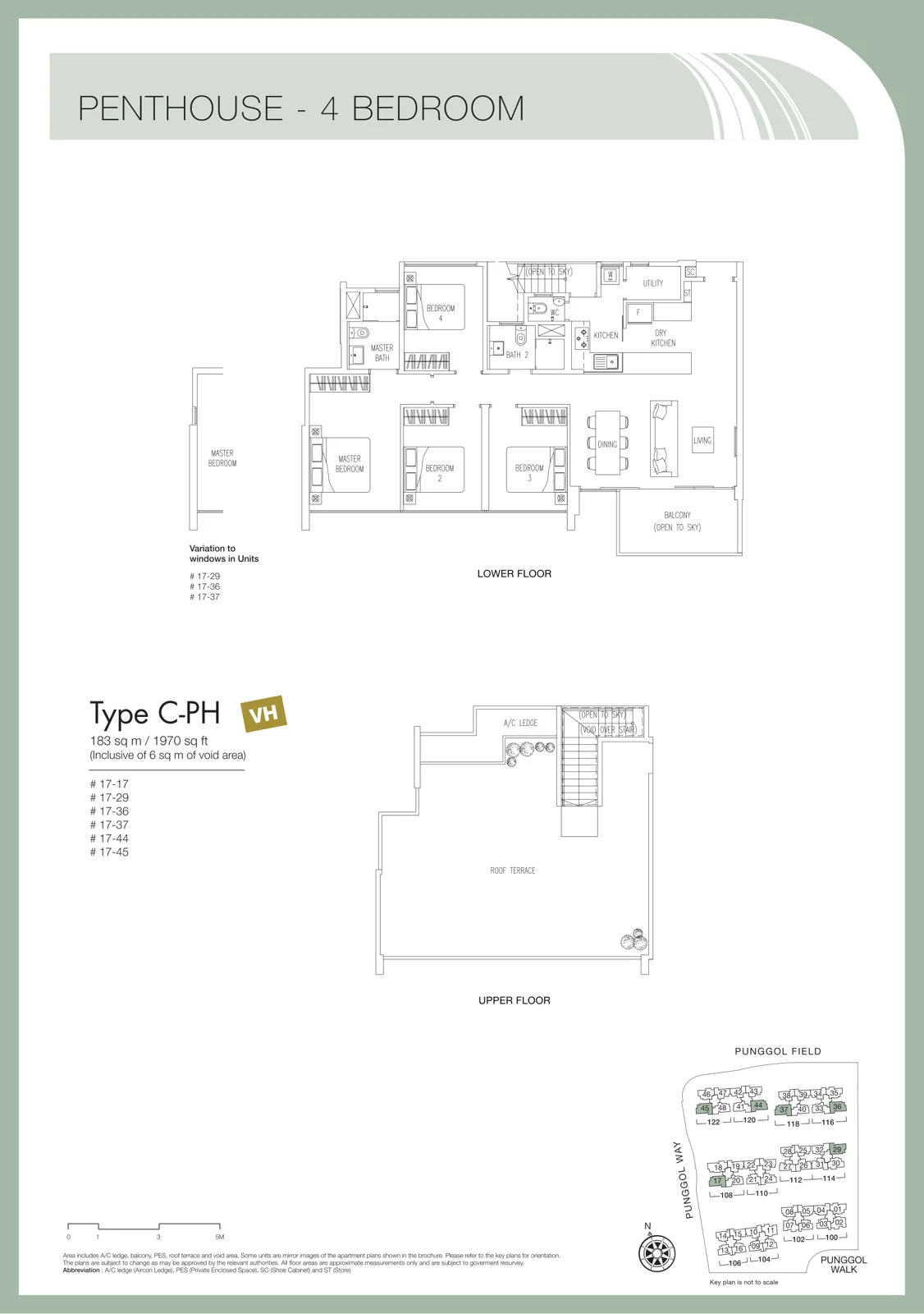 Twin Waterfalls floor plan, type C-PH: Penthouse (4-bedroom), 1,970 sq ft