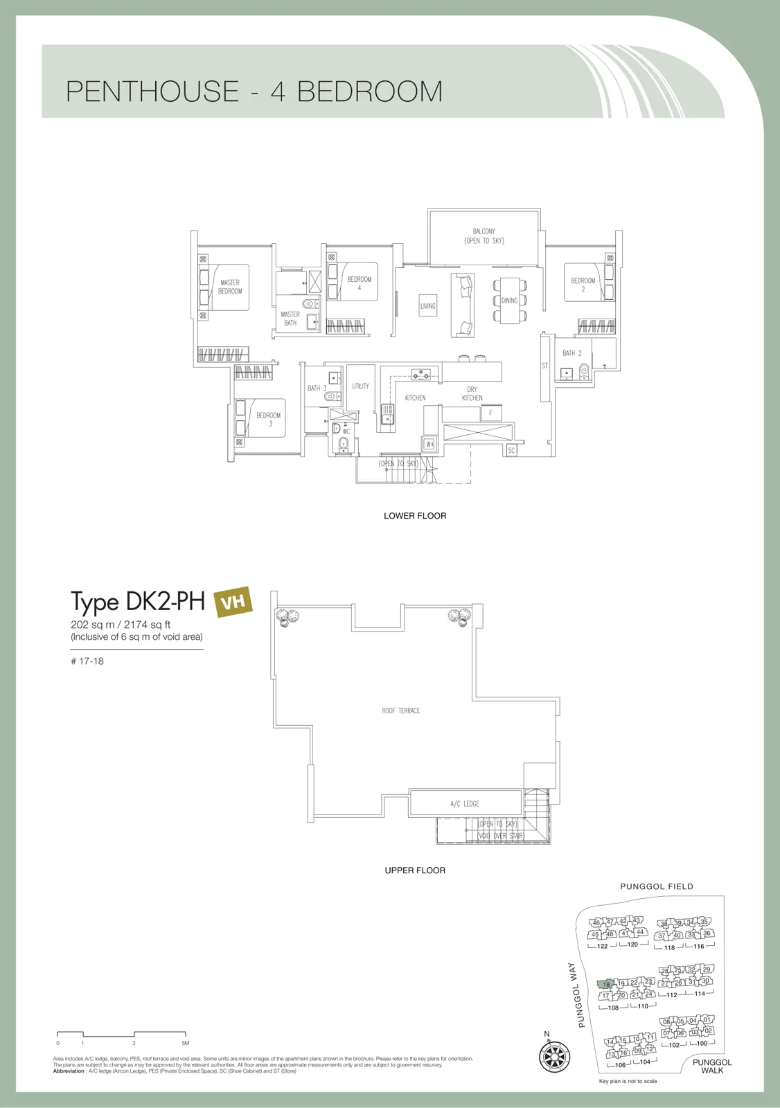 Twin Waterfalls floor plan, type DK2-PH: Penthouse (4-bedroom), 2,174 sq ft