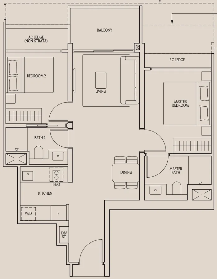 UpperHouse at Orchard Boulevard floor plan, type BP1: 2-Bedroom Premium, 700 sq ft