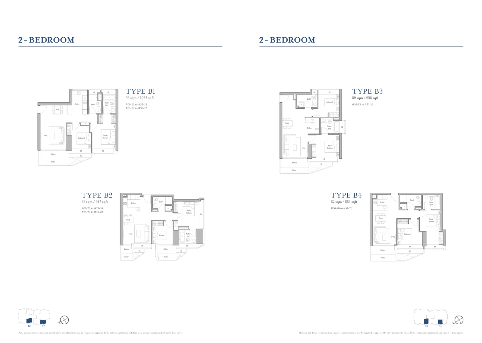 V on Shenton floor plan, type B4: 2-Bedroom, 883 sq ft