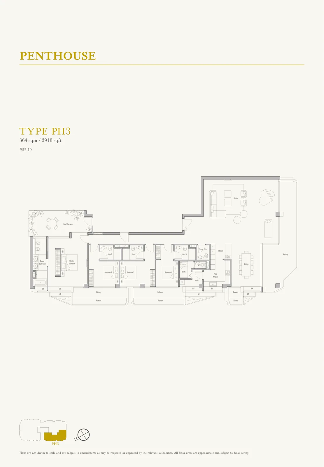 V on Shenton floor plan, type PH3: Penthouse, 3,918 sq ft