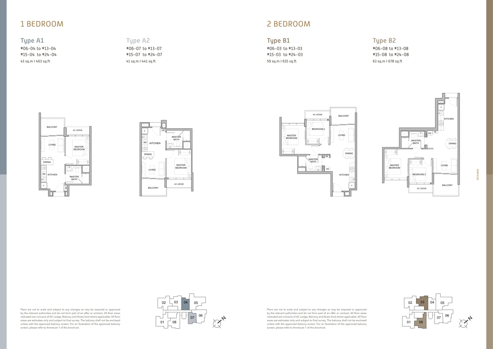 Verticus floor plan, type A2: 1-Bedroom, 441 sq ft