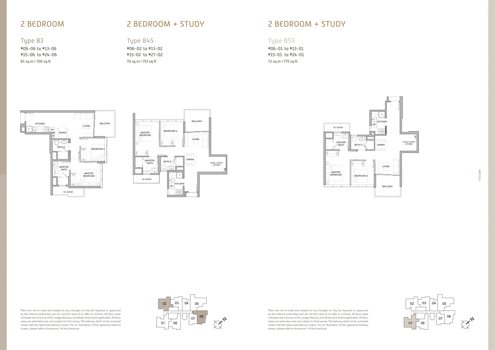 Verticus floor plan, type B3: 2-Bedroom, 700 sq ft
