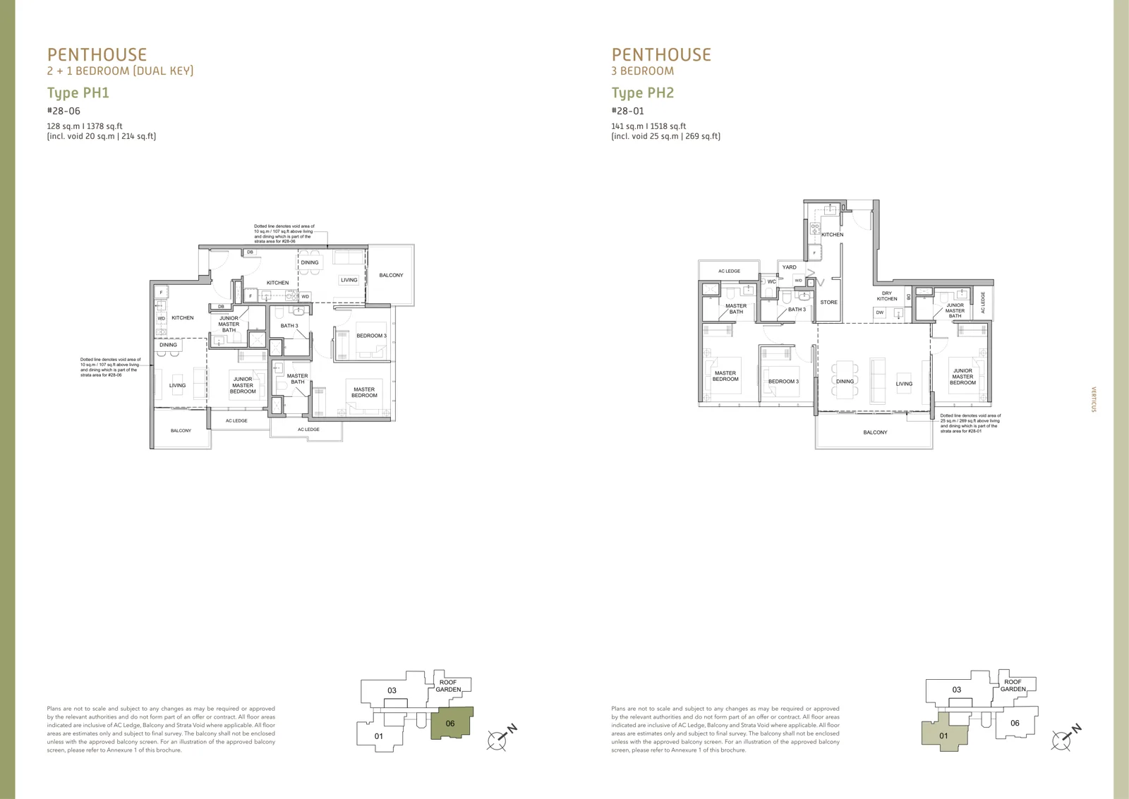 Verticus floor plan, type PH1: Penthouse, 3 bedrooms, 1,378 sq ft