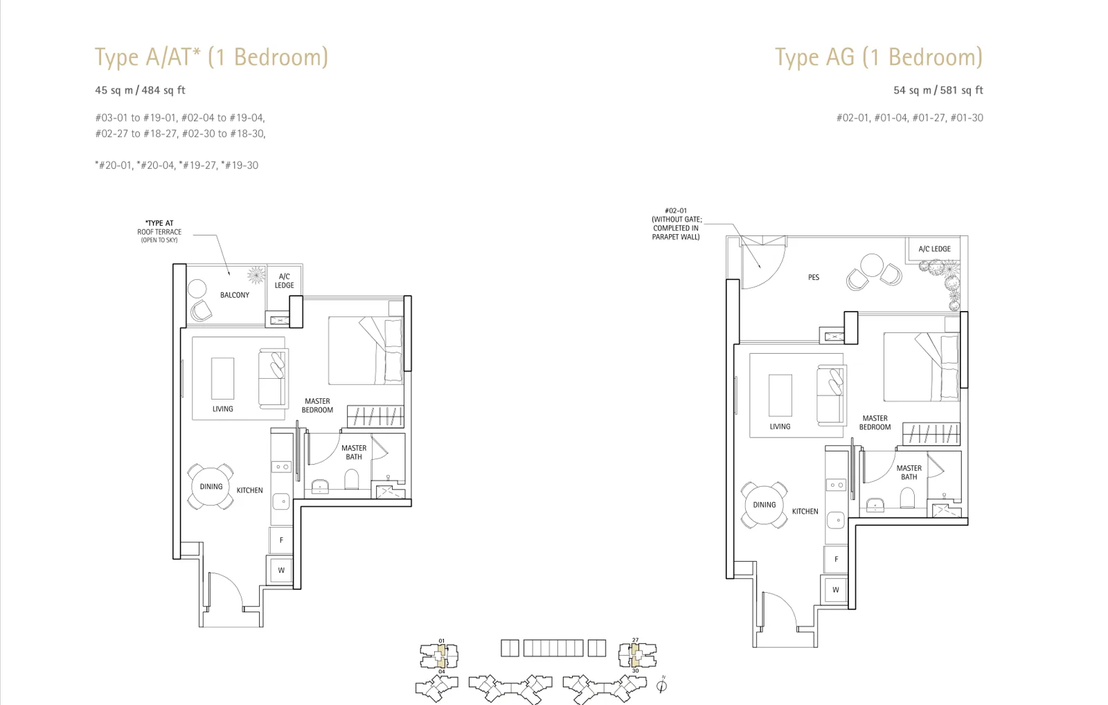 Waterbank @ Dakota floor plan, type A: 1-Bedroom, 484 sq ft