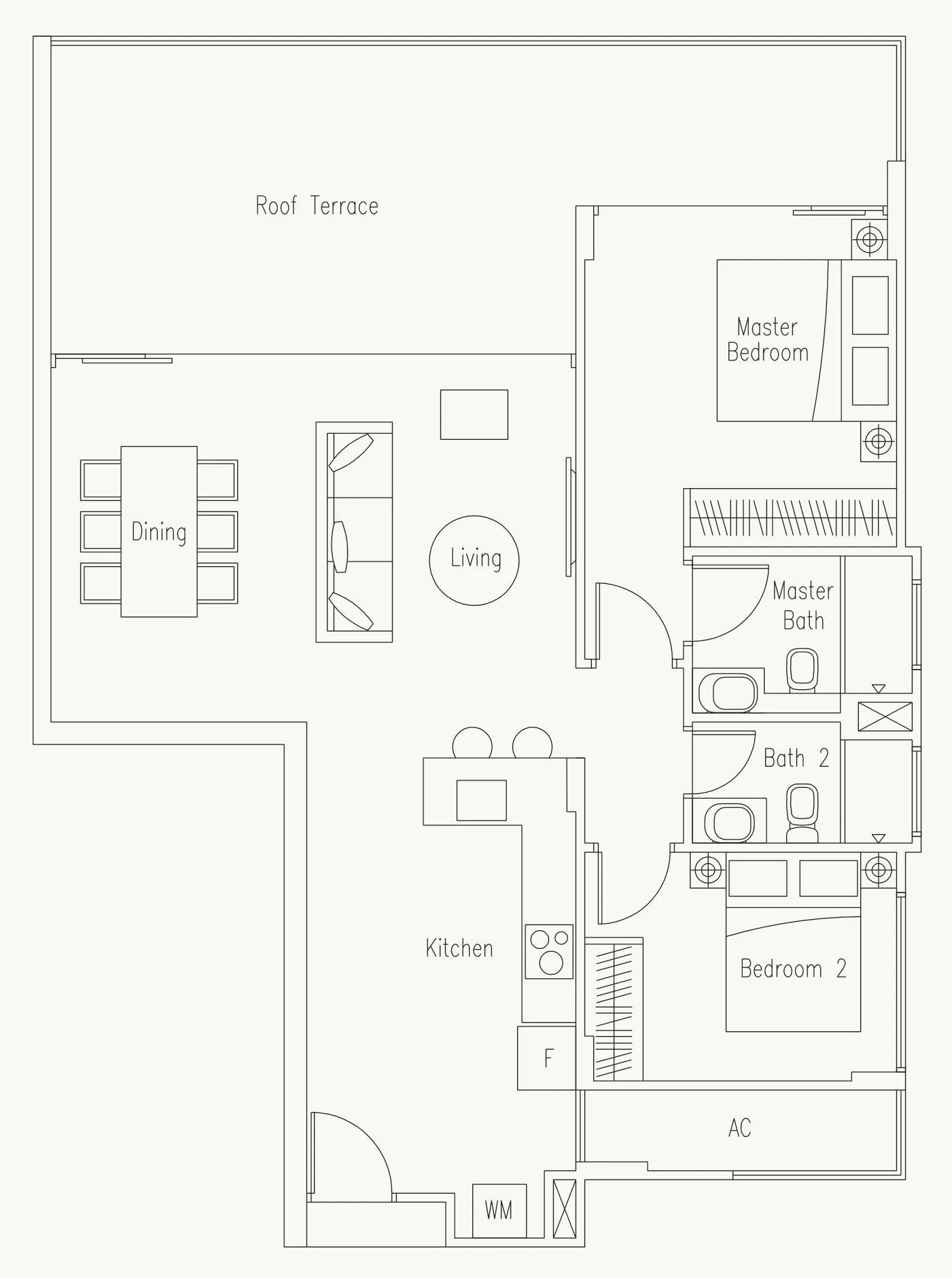 Waterscape at Cavenagh floor plan, type PH3: Penthouse, 1,184 sq ft