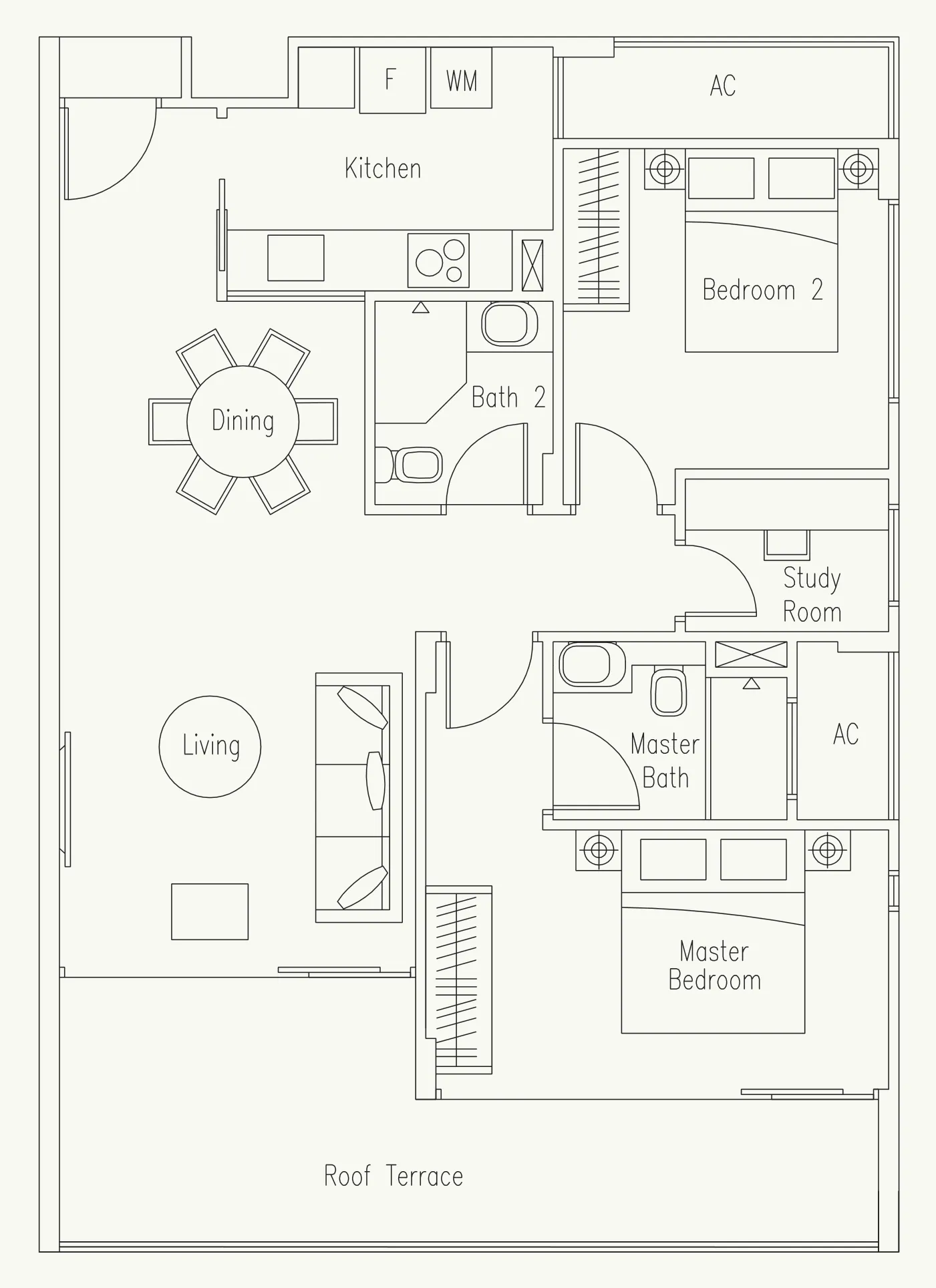 Waterscape at Cavenagh floor plan, type PH4: Penthouse, 1,055 sq ft