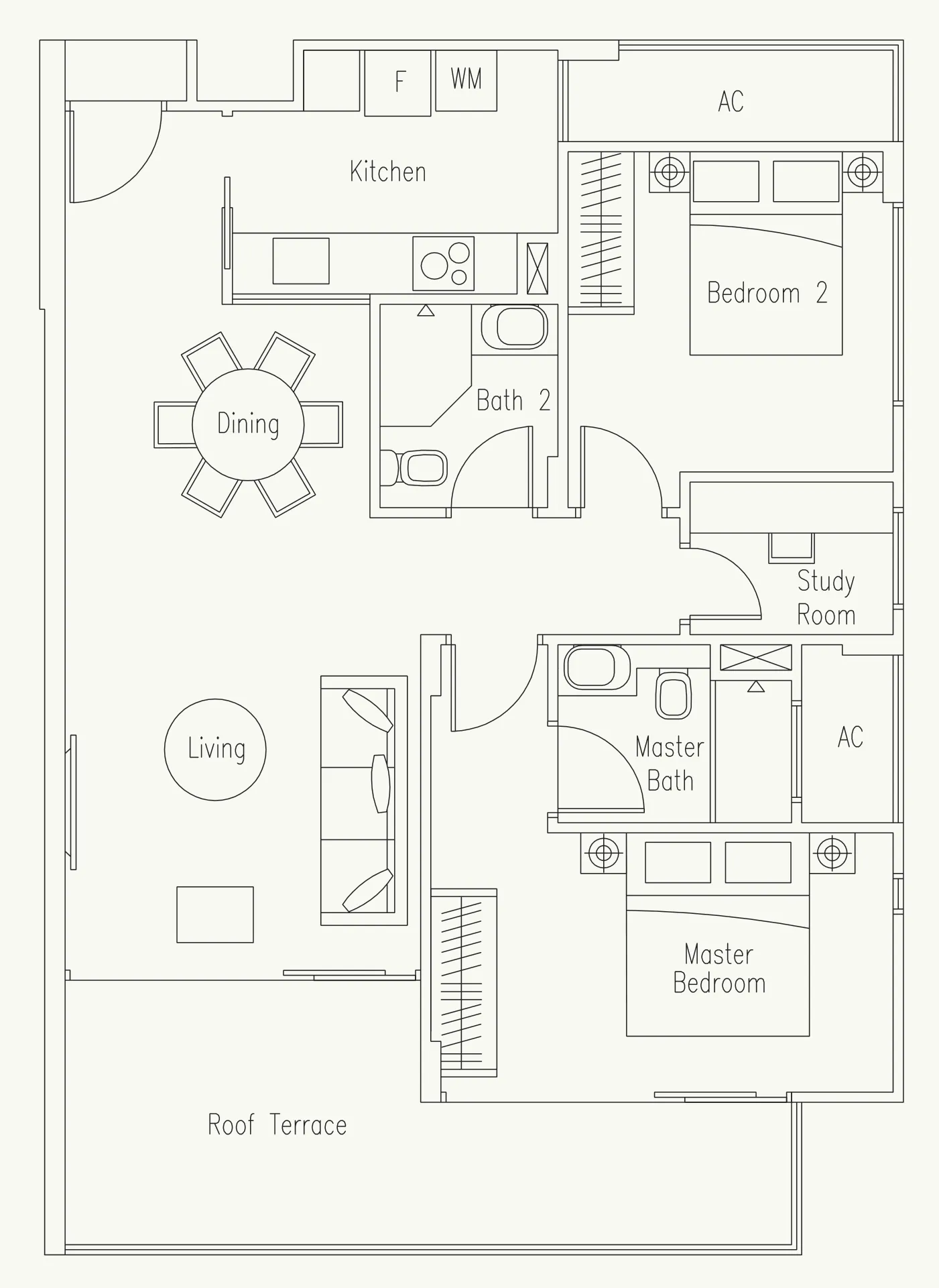 Waterscape at Cavenagh floor plan, type PH5: Penthouse, 1,033 sq ft