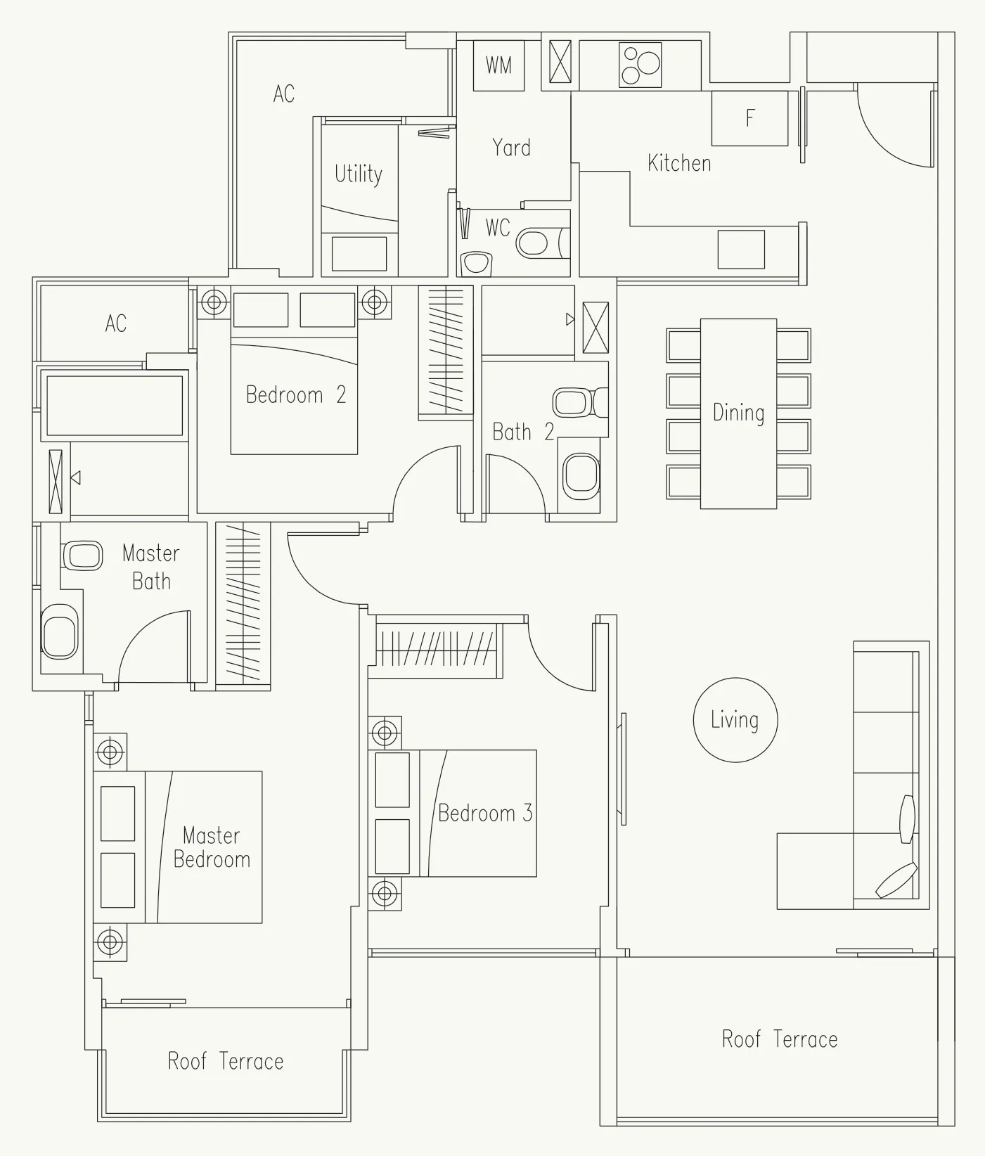 Waterscape at Cavenagh floor plan, type PH6: Penthouse, 1,302 sq ft