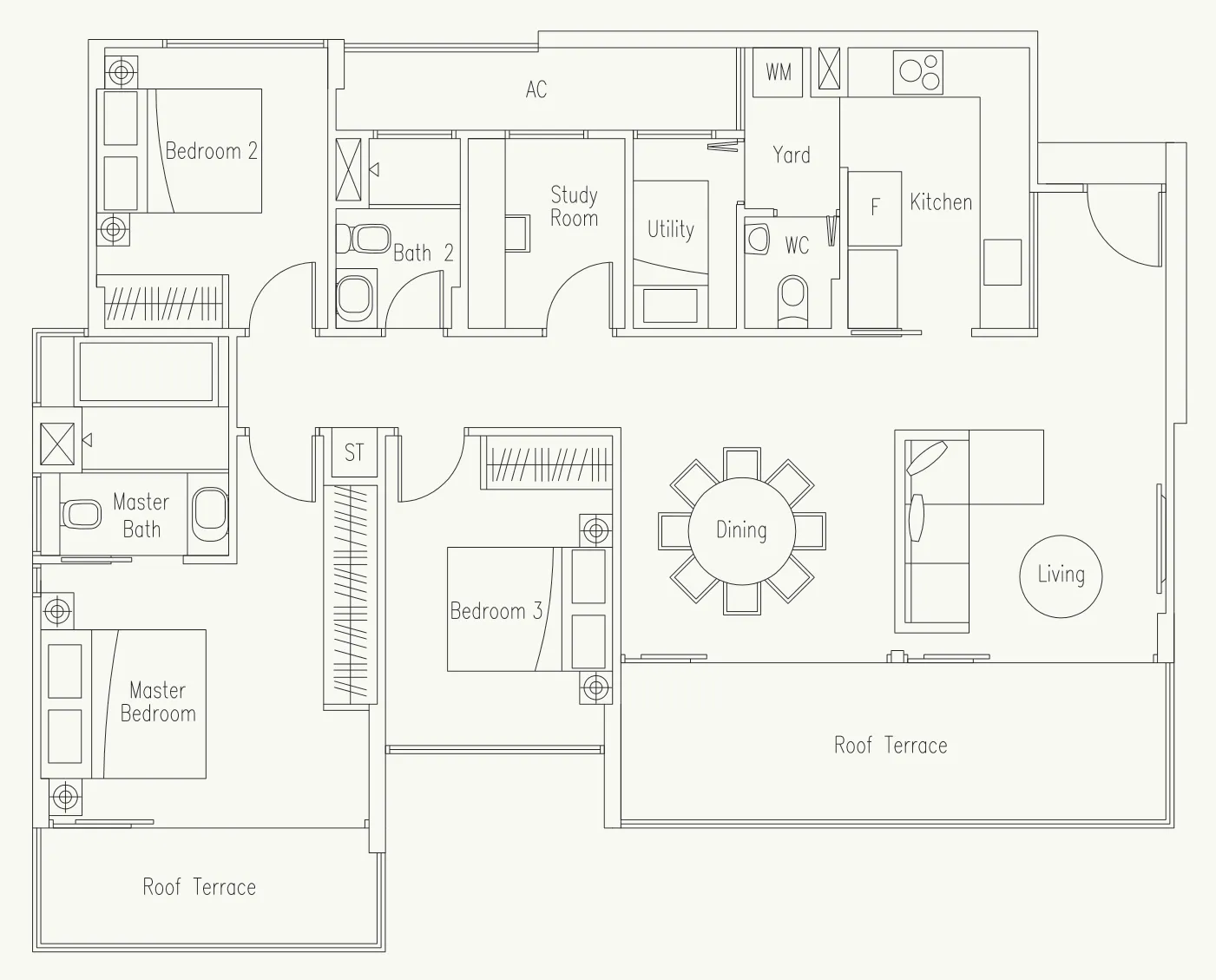 Waterscape at Cavenagh floor plan, type PH8: Penthouse, 1,389 sq ft