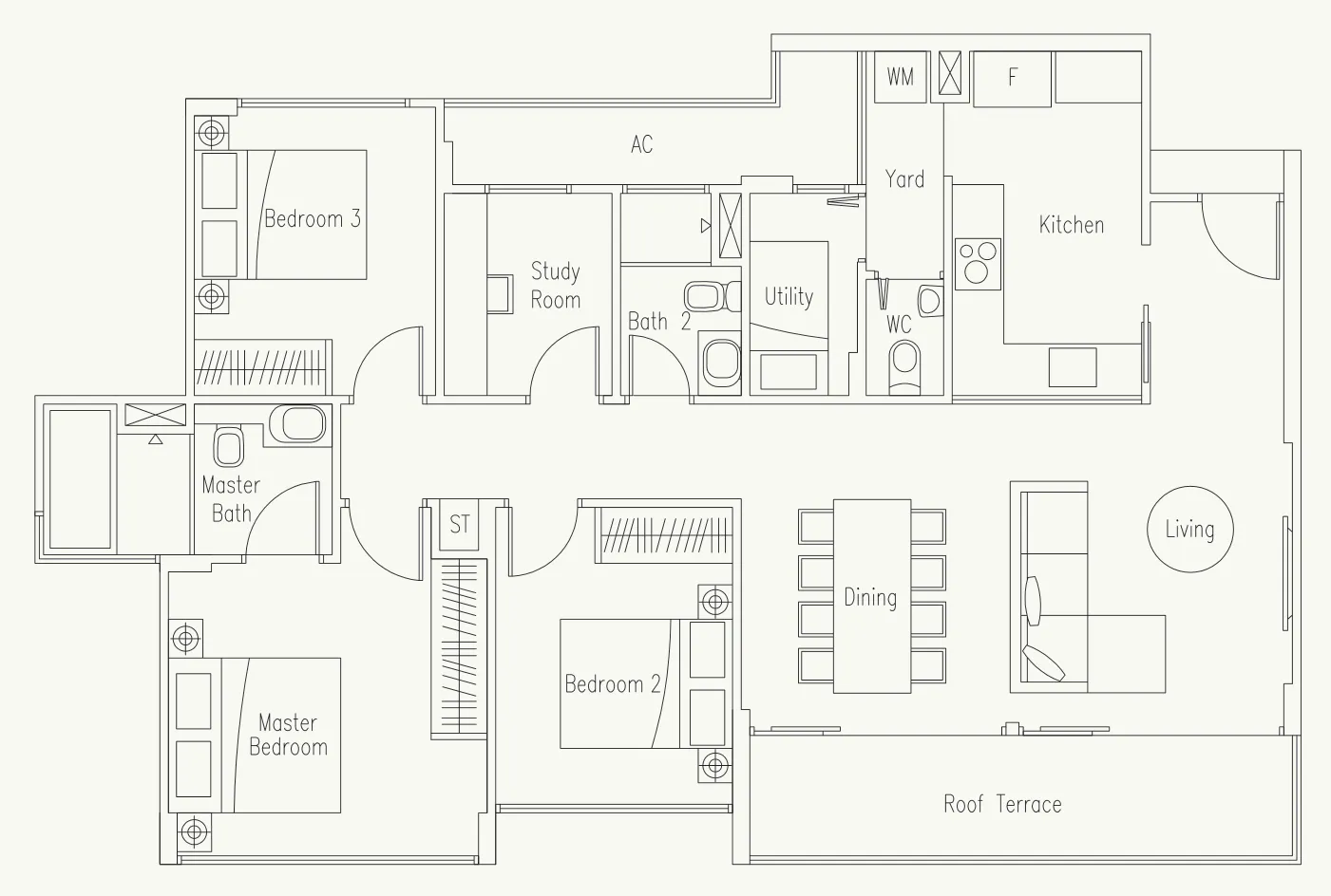 Waterscape at Cavenagh floor plan, type PH9: Penthouse, 1,259 sq ft